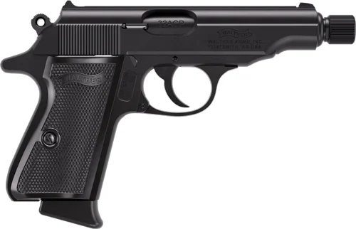 WALTHER PP SD 32ACP BLACK 8RD - THREADED BARREL BLACK GRIPS - Image 2