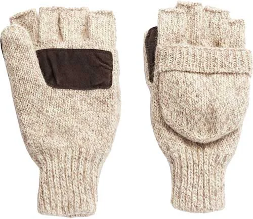HOT SHOT BASICS RAGG WOOL POP- - TOP MITTEN INSULATED OATMEAL