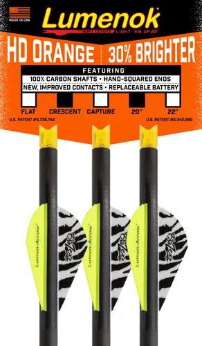 LUMENOK XBOW ARROW 20" CARBON - HD ORANGE CRESCENT NOCK 3PK - Image 2