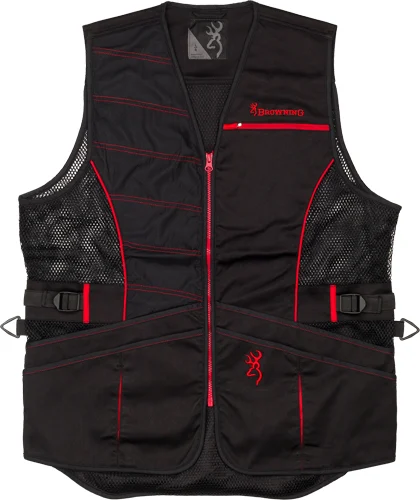 BROWNING ACE SHOOTING VEST - R-HAND MED BLACK/RED TRIM - Image 2
