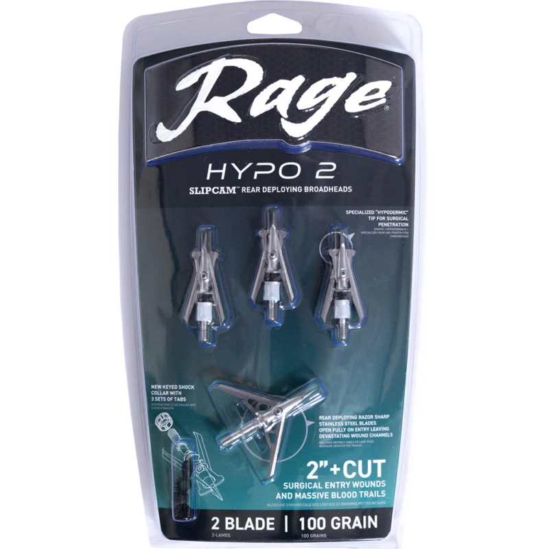 Rage Hypo 2 Series Broadheads 100 gr. 2 in. 4 pk. - Image 2