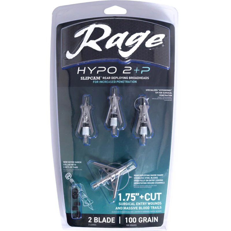 Rage Hypo 2 +P Series Broadheads 100 gr. 1.75 in. 4 pk. - Image 3