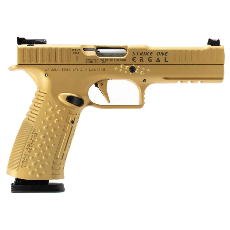 AMERICAN PREC FIREARMS STRIKE ONE ERGAL HGA 9MM 5 IN OR BBL ADJ SIGHT COMP TRIG GOLD 2/17RD MAGS - Image 2