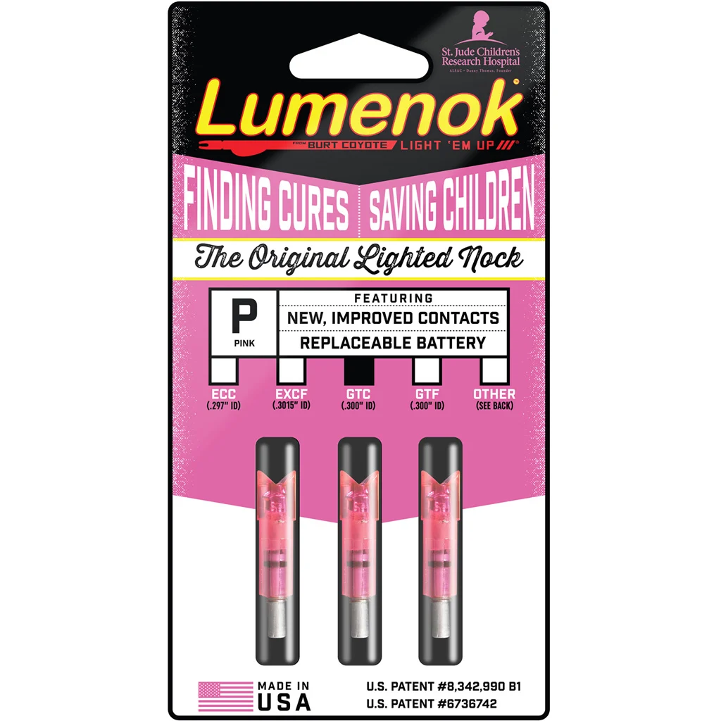 Lumenok Crossbow Nocks Pink Moon Gold Tip 3 pk. - Image 2