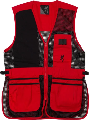 BROWNING MESH SHOOTING VEST - R-HAND LG BLACK/RED TRIM - Image 2