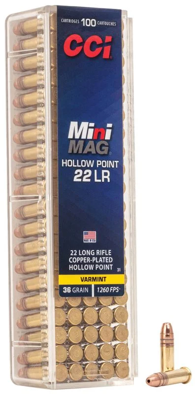  22 LR MINI MAG 36GR HP 100 RD/BX 50 BX/CS Ammo