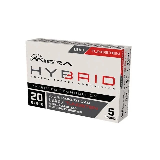 Migra Hybrid Turkey HD Tungsten/Nickel Plated Lead Stack Shotshells 20ga 3" 1-1/2oz 1100 fps #5 #9 5/ct