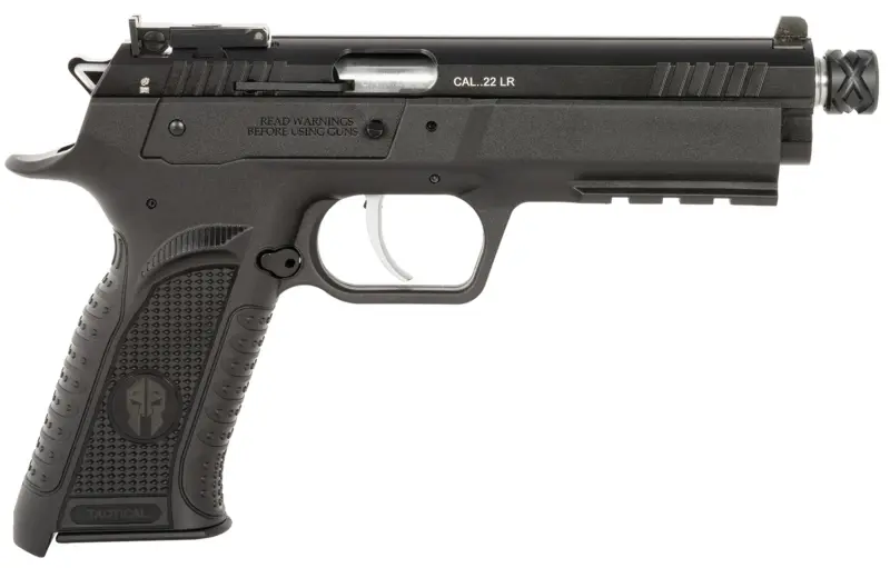 Tanfoglio TFFTAC22AS Force Tactical 22 LR 10+1 4.40" Threaded Barrel, Black Serrated Slide, Black Polymer Frame w/Beavertail Picatinny Rail, Black Polymer Grip