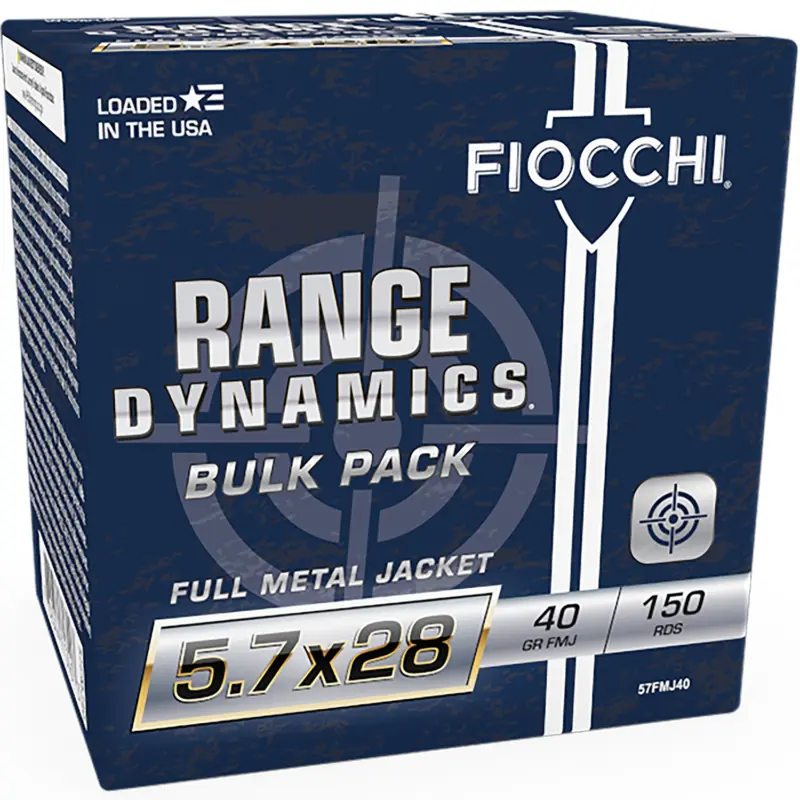 Fiocchi 57FMJ40 Range Dynamics 5.7x28mm 40gr Full Metal Jacket 150 Per Box/3 Case *Bulk