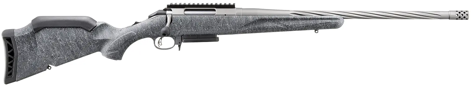 Ruger 46901 American II Full Size 6.5 Creedmoor 3+1 20" Gun Metal Gray Cerakote Spiral Fluted Threaded Barrel Alloy Steel Receiver w/Picatinny Rail, Gray Splatter Adj LOP Synthetic Stock