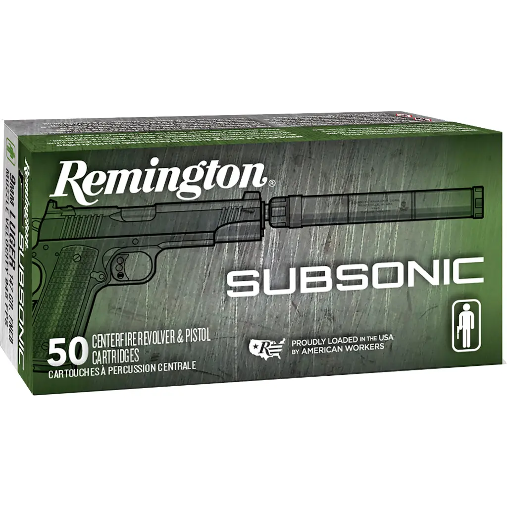 Remington Subsonic Handgun Ammo 9mm 147 gr. FNEB 50 rd.