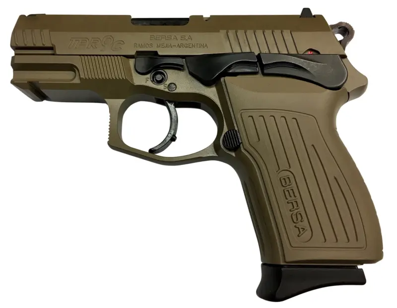 Bersa TPR9CFDE TPRC Sports South Exclusive 9mm Luger 13+1, 3.50" Black Steel Barrel, Flat Dark Earth Serrated Steel Slide Aluminum Frame w/Picatinny Rail, Ambidextrous