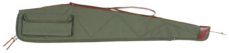Bob Allen 14536 Canvas Rifle Case 40" Green Canvas w/ Quilted Flannel Lining Leather Sling Self-Repairing Nylon Zipper