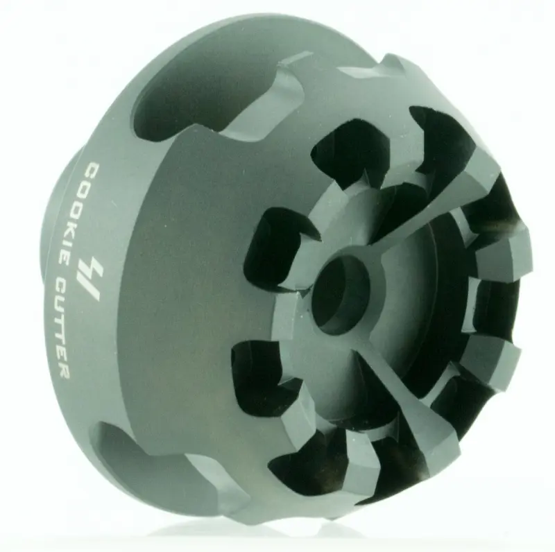 Strike Industries CCCOMP308 Cookie Cutter Comp Black Matte Steel with 5/8"-24 tpi Threads, 1.57" OAL 0.26" Inside/2.14" Outside Diameter for 308 Win, 7.62x51mm NATO AR-Platform