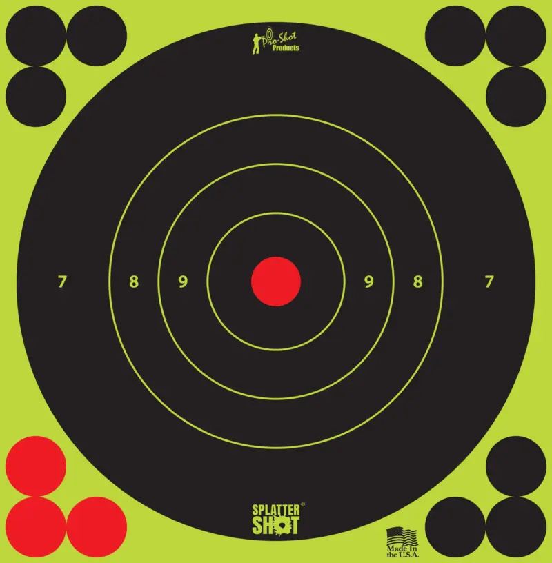 Pro-Shot 6BGREEN12PK SplatterShot Self-Adhesive Paper Black/Green 6" Bullseye 12 Pack