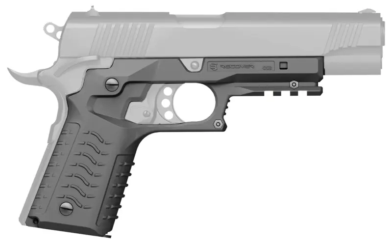 Recover Tactical CC3H04 Grip Rail System Gray Polymer Picatinny for Standard Frame 1911