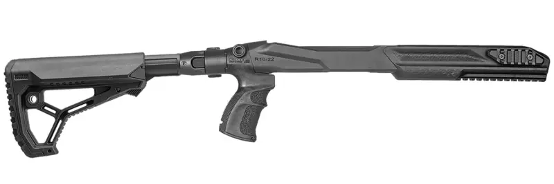 FAB Defense FXM4R1022B M4 Conversion Kit Chassis, Black, Adj. Folding GL-CORE Stock, Finger Groove Pistol Grip, Pic. Accessory Rails, Fits Ruger 10/22 (Standard Bull Barrels)