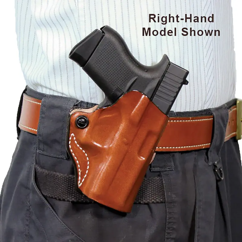 DeSantis Gunhide 019TB7WZ0 Mini Scabbard OWB Tan Leather Belt Slide Fits Springfield Prodigy w/wo Red Dot Fits 4.25" Barrel Left Hand