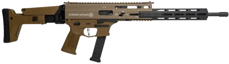 Grand Power 810091156483 Stribog SP9A3G 9mm Luger 16" Black Barrel, Flat Dark Earth Receiver, Polymer Stock Grip