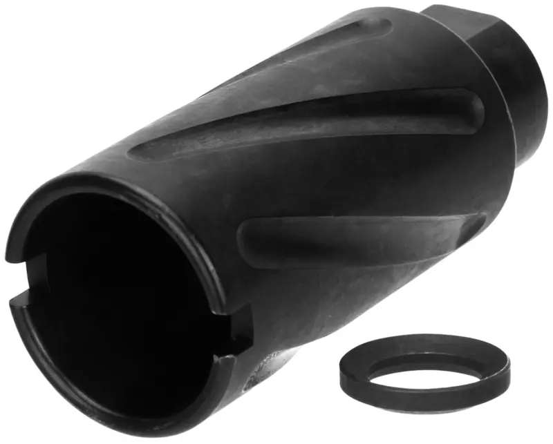 TacFire MZ10073B Spiral Fluted Muzzle Brake Black Oxide Steel with 5/8"-24 tpi Threads, 2.60" OAL 1.12" Diameter for 308 Win AR-10