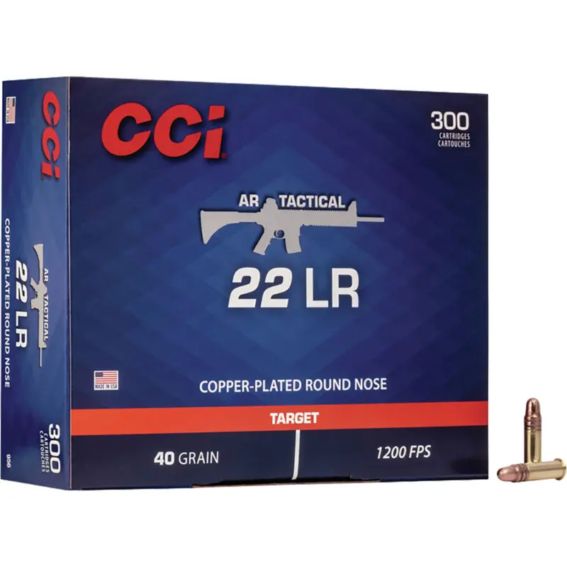 CCI Target Plinking AR Tactical Rimfire Ammo 22 LR 40 gr. Copper-Plated Round Nose 300 rd.