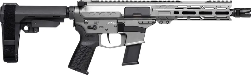 CMMG 45A890FTNG Banshee FE MkG 45 ACP 13+1 8" Black Nitride Threaded Barrel, M-LOK Handguard, Titanium Cerakote Aluminum Receiver w/Picatinny Rail, Black Polymer CMMG RipBrace, CMMG Zeroed Grip