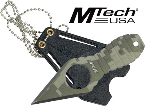 MC MTECH 2.25" SPEAR POINT - NECK KNIFE W/SHEATH STONEWASH