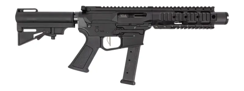 Dpms Panther Arms DP51655231780 Kitty Kat G9 9mm Luger 27+1 4" Black Nitride Heavy Threaded Barrel, Black Hardcoat Anodize Aluminum Receiver w/Picatinny Rail, M-LOK Handguard, Black Polymer DPMS CAR B