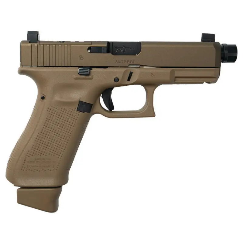Glock V-Series Model 19x w/HUSH Slide Lock Handgun 9mm Luger 17rd Magazines (3) 4.6" Threaded Barrel Suppressor Sights FDE USA