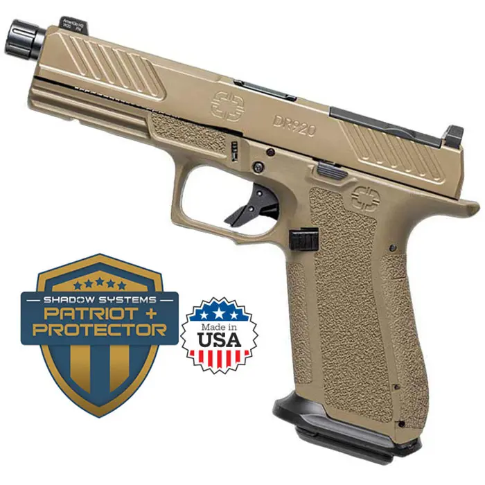 DR920 Combat Slide 9MM 4.5 inch 17 Round FDE Optic Ready w/Night Sights Threaded - Shadow Systems