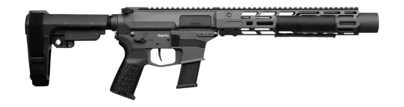 CMMG 45AEA70-TNG MkG 45 ACP 13+1 6.50" Black Nitride Threaded Barrel. Tungsten Cerakote Aluminum Receiver w/Picatinny Rail, M-LOK Handguard, Black Polymer CMMG RipBrace, CMMG Zeroed Grip, Ambidextrous