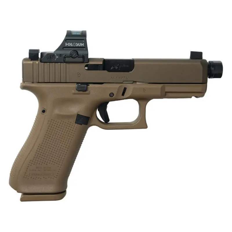 Glock V-Series Model 19x w/HUSH Slide Lock Handgun 9mm Luger 17rd Magazines (3) 4.6" Threaded Barrel Holosun 407C FDE USA