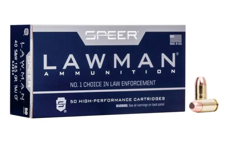 CCI 40 S&W Ammunition Speer Lawman Clean Fire CCI53954 165 Grain Total Metal Jacket 50 Rounds - Speer