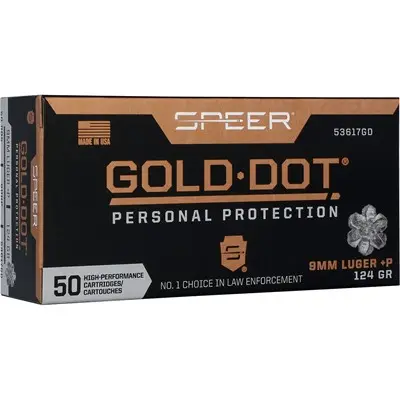 GOLD DOT HANDGUN PP 9MM LUGER +P 124GR HP 1220 FPS 50/BOX
