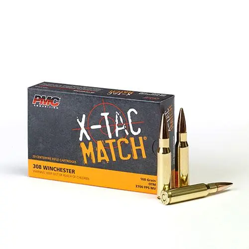 PMC X-TAC MATCH Rifle Ammunition .308 Win 168 gr OTM 2700 fps 20/ct