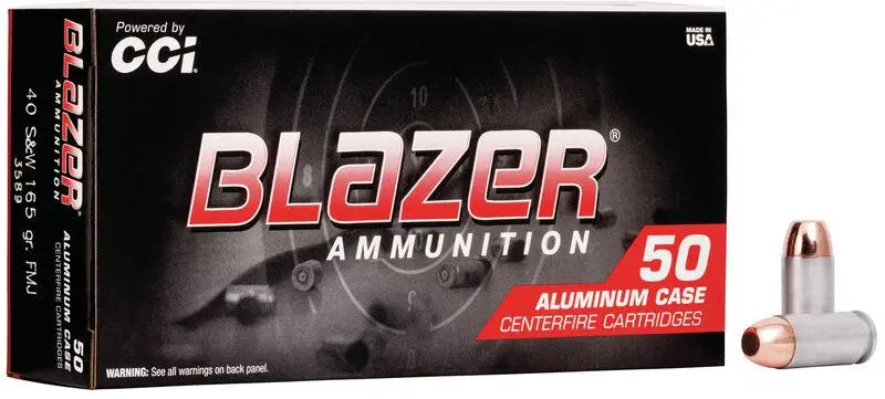 CCI Blazer Aluminum Handgun Ammunition .40 S 165 gr FMJ 1100 fps 1000/ct