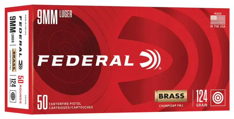 Federal C9124A 9mmLuger 124gr Full Metal Jacket 50/Box