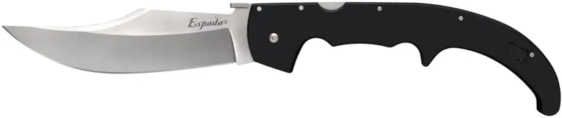 Cold Steel CS62MGC Espada XL 7.50" Folding Clip Point Plain AUS-10A SS Blade/9.25" Black w/Polished Bolsters G10 Handle Includes Belt Clip