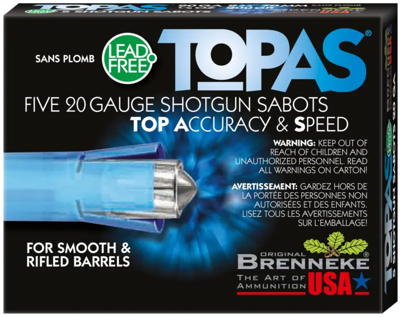 BRENNEKE TOPAS LEAD FREE SABOT SLUG AMO 20GA 2.75 IN 1/2OZ 5-RD