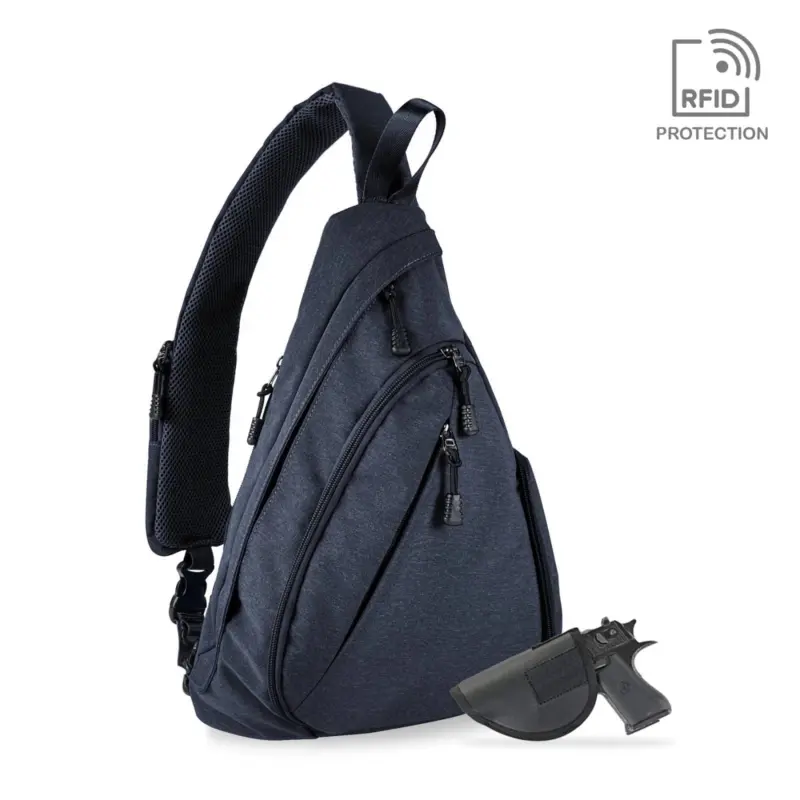 JESSIE JAMES PEYTON SLING SHOULDER CONCEALED CARRY BACKPACK 15.5 H X 10.5 W X 4 D ( NAVY )