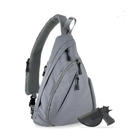 JESSIE JAMES PEYTON SLING SHOULDER CONCEALED CARRY BACKPACK 15.5 H X 10.5 W X 4 D ( GREY )