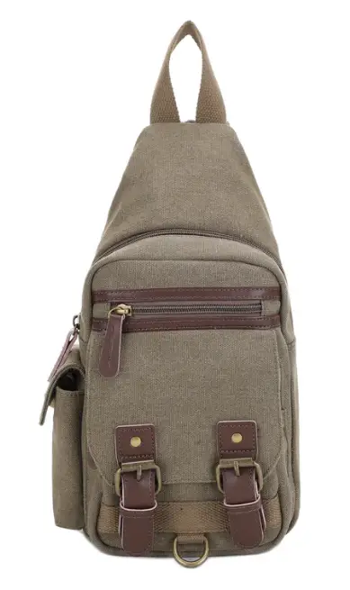 JESSIE JAMES SHASTA CANVAS/LEATHER CCW SLING BAG 8.5 H X 5.5W X 2D ( OLIVE )