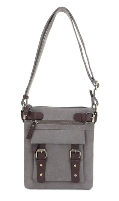 JESSIE JAMES BAILEY CCW CANVAS CROSSBODY BAG 10.5 H X 9.25 W X 1.252D ( GRAY )