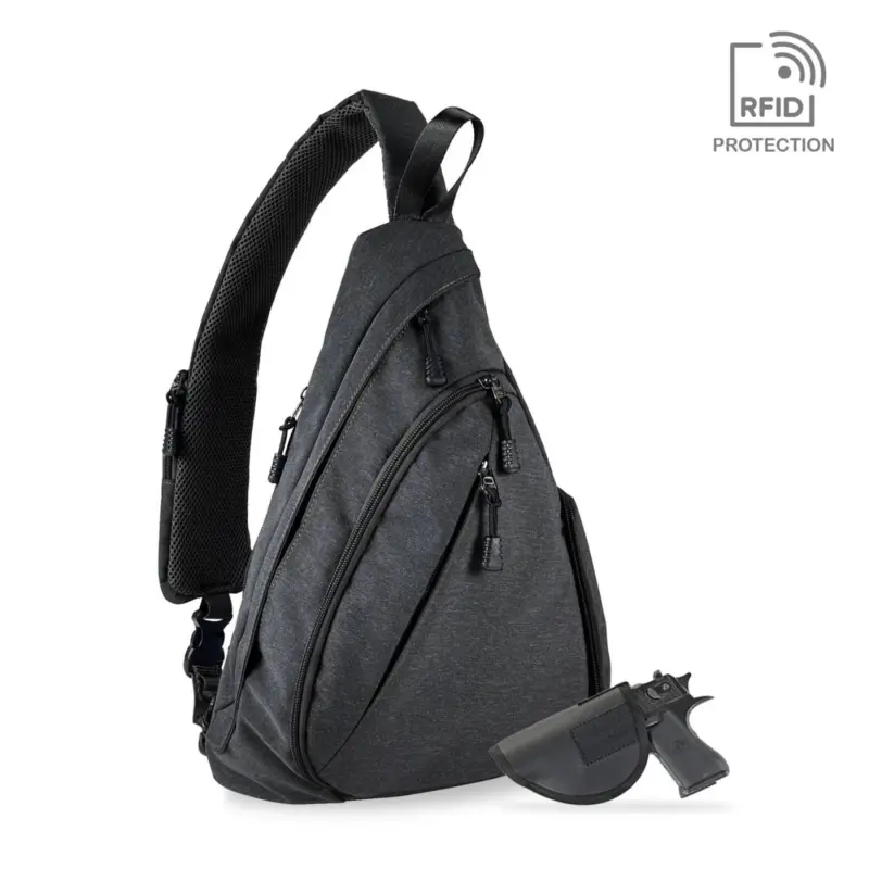 JESSIE JAMES PEYTON SLING SHOULDER CONCEALED CARRY BACKPACK 15.5 H X 10.5 W X 4 D ( BLACK )