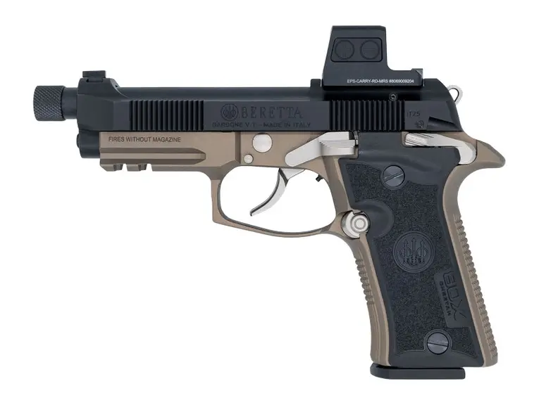 Langdon Tactical Tech 80X32BCBREZF Beretta Cheetah 80X Micro-Compact 32 ACP 13+1 4.40" Black Threaded Barrel, Black Nitride Carbon Steel Optic Ready/Serrated Slide, Black Cerakote Aluminum Frame w/Pic